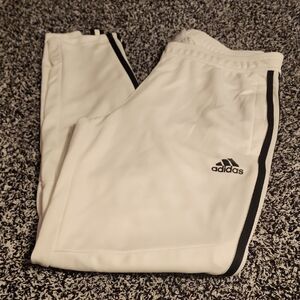 Adidas Women's White Track Pants with Black Stripes